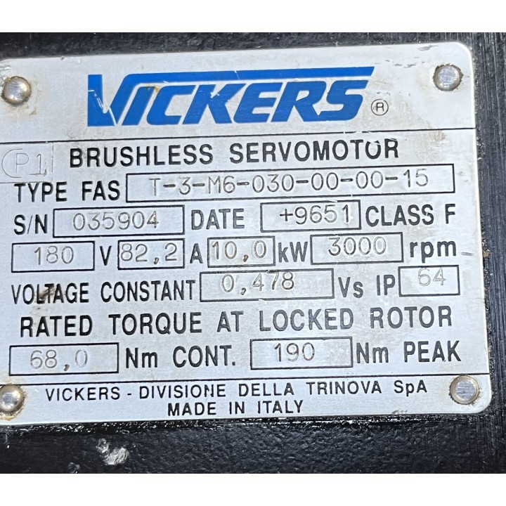 BRUSHLESS SERVOMOTOR VICKERS T-3-M6-030-00-00-15