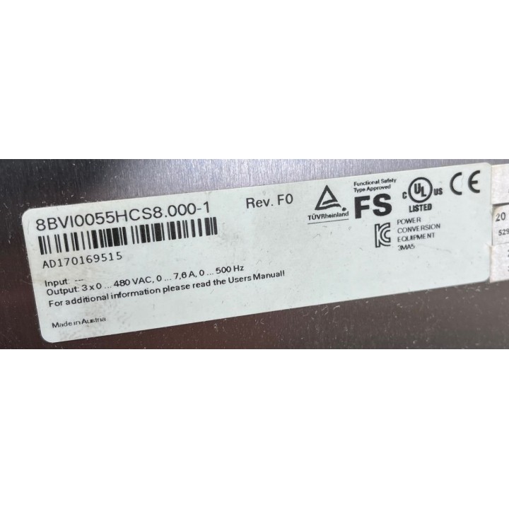 Variateur ACOPOS multi 10055S B&R 8BVI0055HCS8.000-1 Rev.F0 COMAU CR10141883