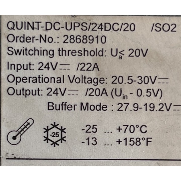 PHOENIX CONTACT 2868910 QUINT-DC-UPS/24DC/20/ SO2