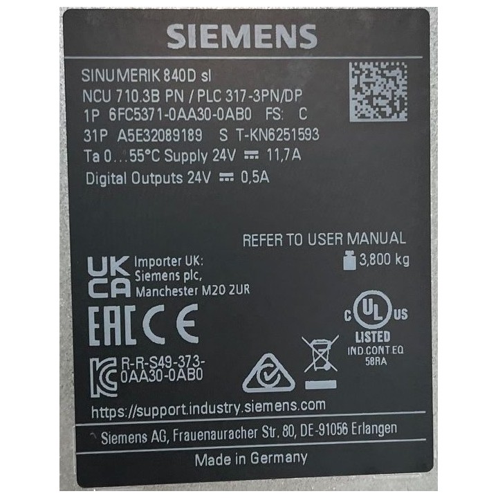 SINUMERIK 840D sl NCU 710.3B PN SIEMENS 6FC5371-0AA30-0AB0