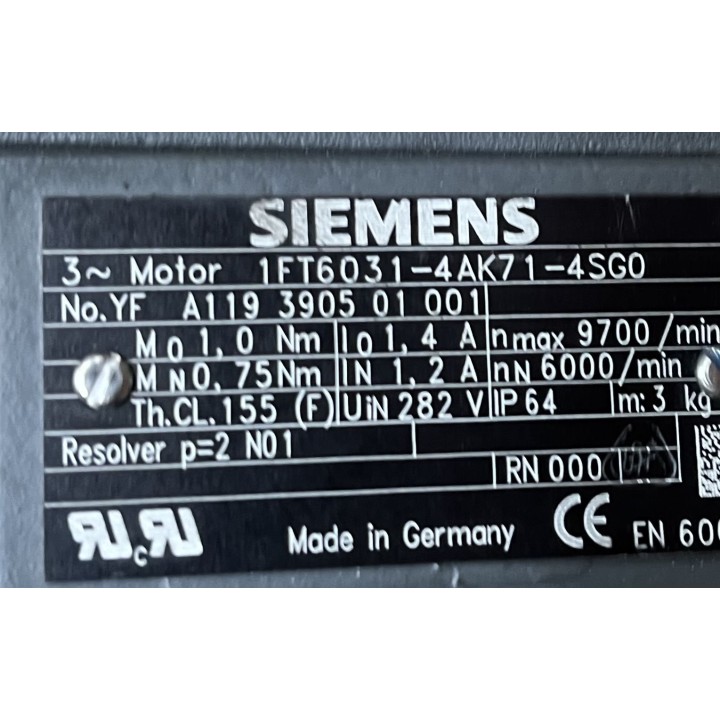 Moteur SIEMENS 1FT6031-4AK71-4SG0