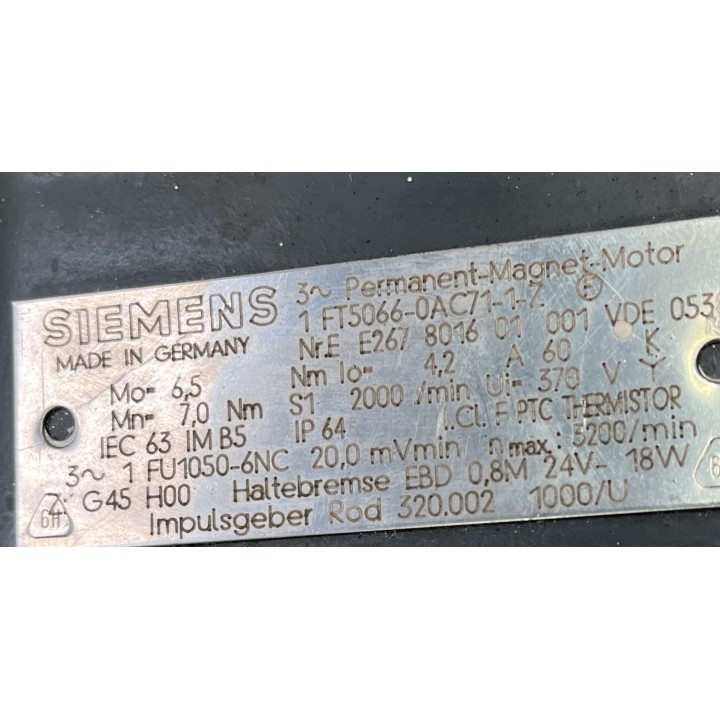 Moteur SIEMENS 1FT5066-0AC71-1-Z Z:G45 H00
