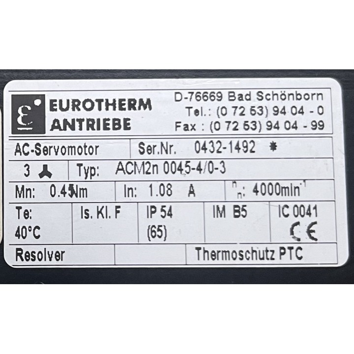 Moteur Parker SSD ACM2n0045-4/0-3-GW - 0.45Nm x 4000 tr