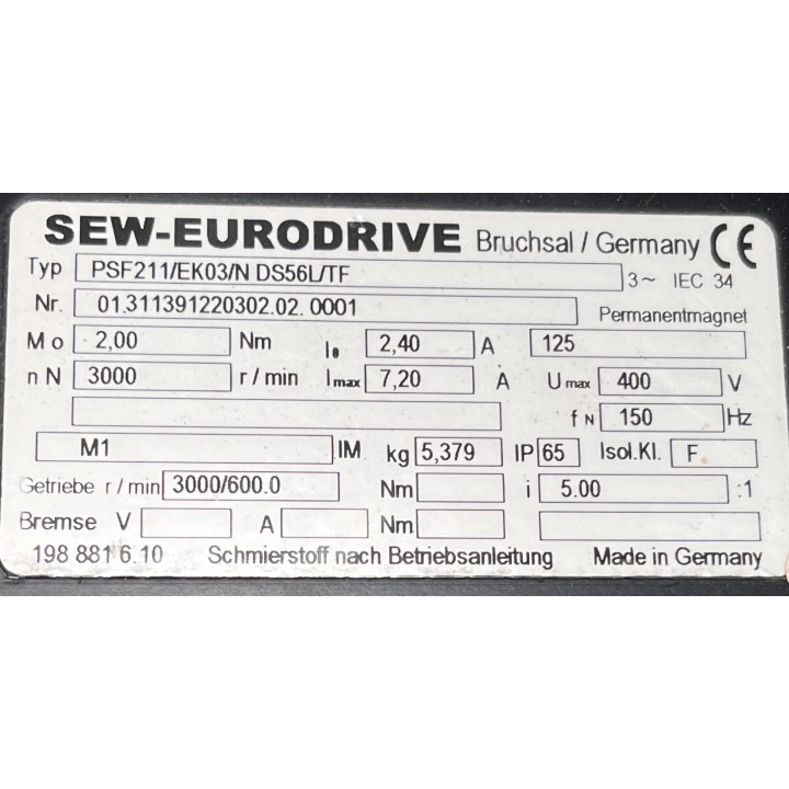 Moteur SEW PSF211/EK03/N DS56L/TF