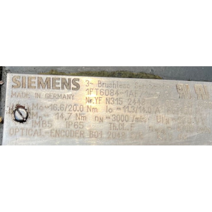 Moteur SIEMENS 1FT6084-1AF71-4AG1 sans codeur, without encoder