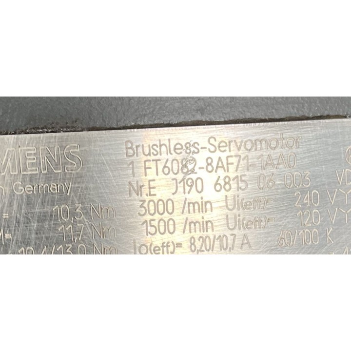 Brushless servomotor SIEMENS 1FT6082-8AF71-1AA0