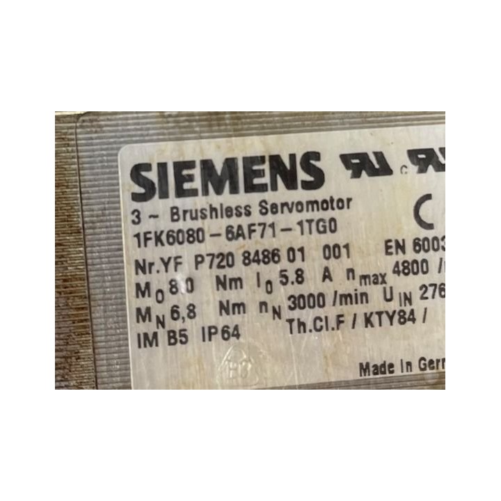 Moteur SIEMENS 1FK6080-6AF71-1TG0