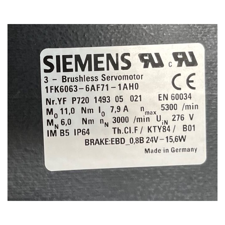 Moteur SIEMENS 1FK6083-6AF71-1AH0