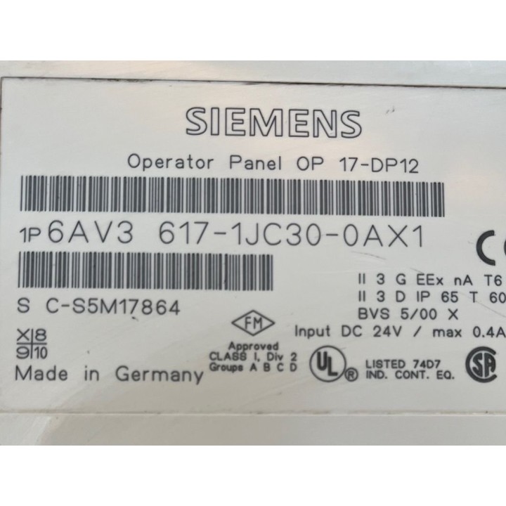 Operator Panel OP 17-DP12 SIEMENS 6AV3617-1JC30-0AX1 SIEMENS 6AV3 617-1JC30-0AX1