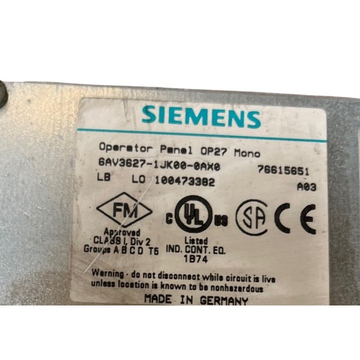 PANEL OP27 mono SIEMENS 6AV3627-1JK00-0AX0