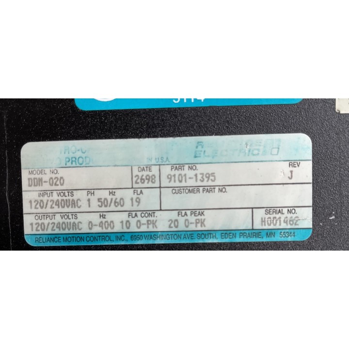 ELECTRO-CRAFT BRU-S RELIANCE ELECTRIC DDM-020