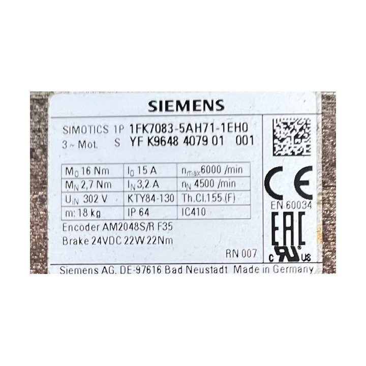 SIMOTICS SIEMENS 1FK7083-5AH71-1EH0