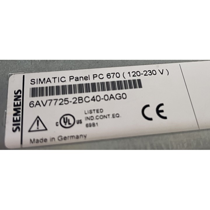SIMATIC panel pc 670 SIEMENS 6AV7725-2BC40-0AG0  SIEMENS PC670/870K15W/USB
