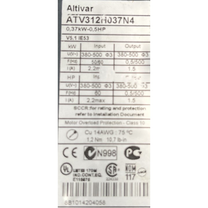 Variateur Schneider Electric ATV312H037N4