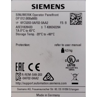 Pupitre SIEMENS 6FC5203-0AF02-0AA2