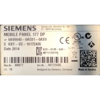 SIMATIC MOBILE PANEL SIEMENS 6AV6645-0AC01-0AX0