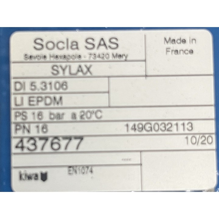 Vanne papillon SOCLA SYLAX 437677