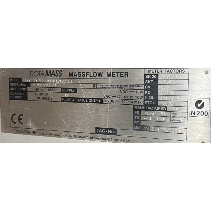 Débimètre Rotamass RCCT39 avec afficheur YOKOGAWA