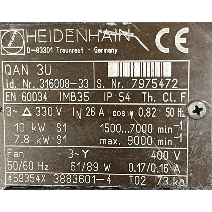 Moteur de broche Heidenhain QAN 3U Id Nr 316008-33