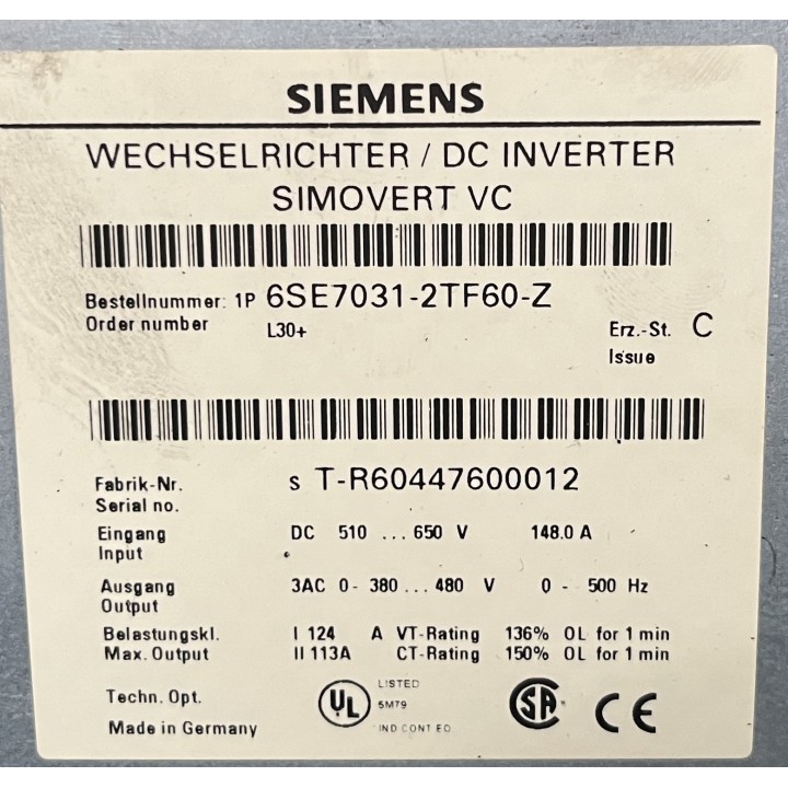 Variateur SIEMENS 6SE7031-2TF60-Z