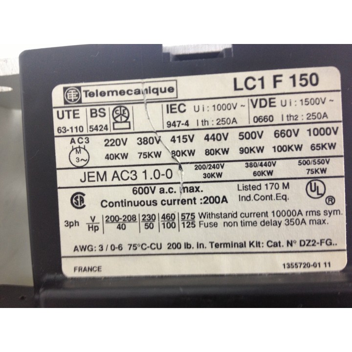 Contactor telemecánico LC1F150