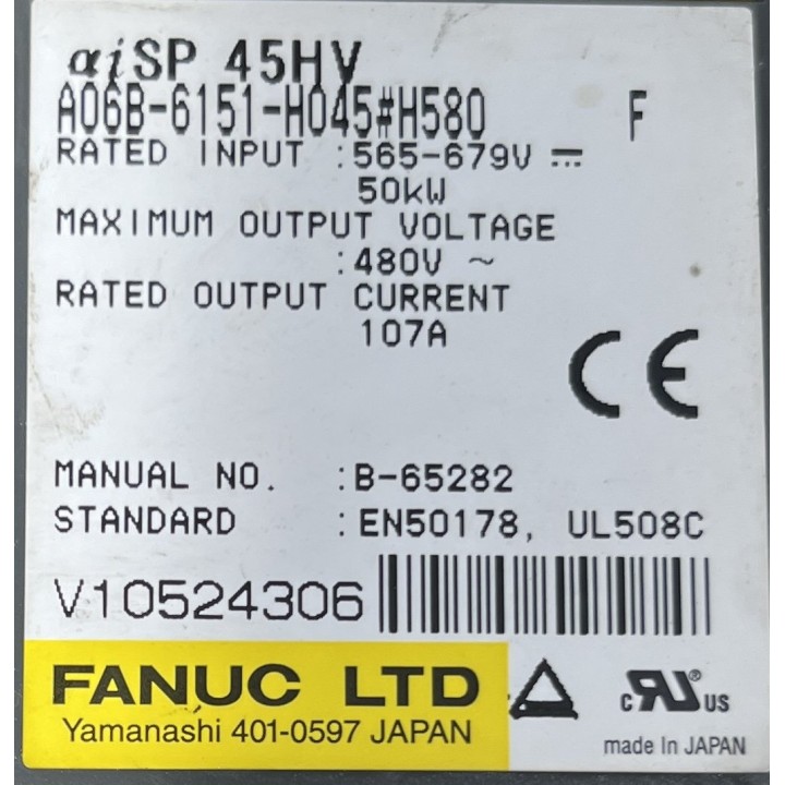 Fanuc variateur de broche  A06B-6151-H045 H580 ISP 45HV