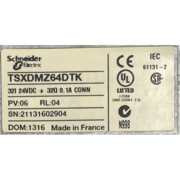 Module 32 Entrées 24VCC, 32 Sorties 24VCC/0,1A TOR sur connecteur HE10 TSXDMZ64DTK