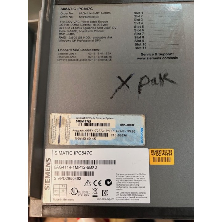 SIMATIC IPC847C SIEMENS 6AG4114-1MP12-6BX0