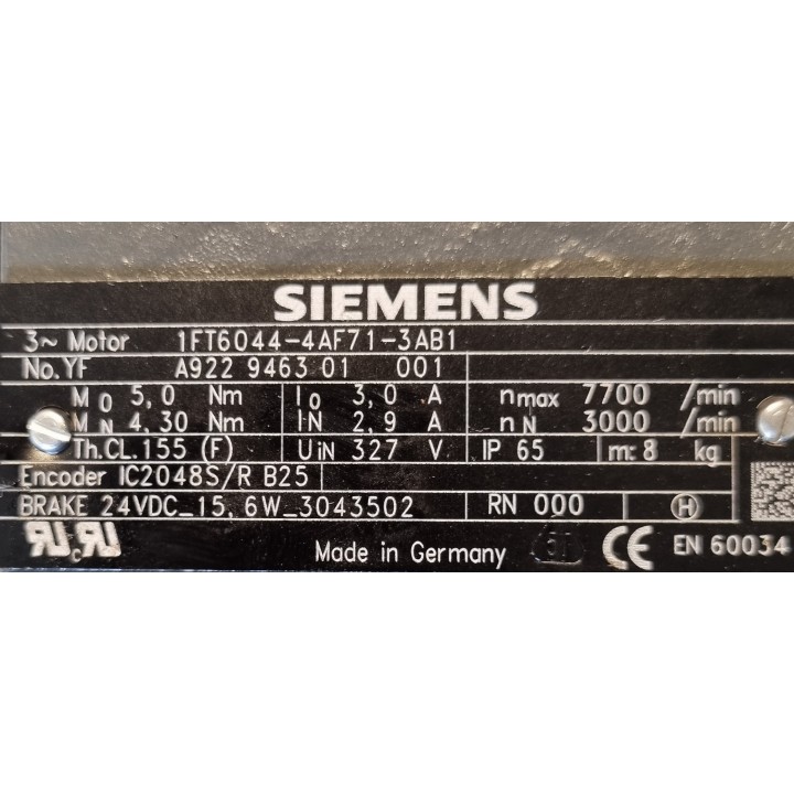 Moteur SIEMENS 1FT6044-4AF71-3AB1