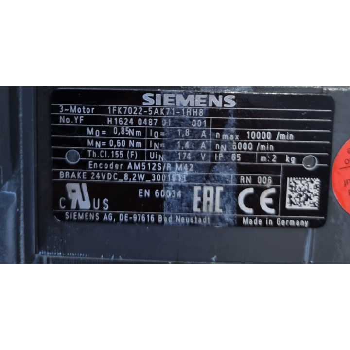 Moteur SIEMENS 1FK7022-5AK71-1HH8