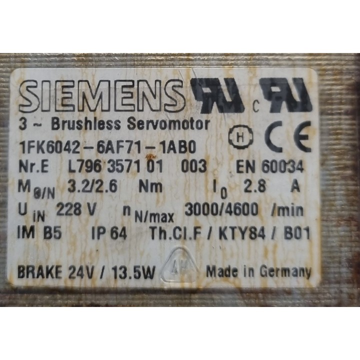 Moteur SIEMENS 1FK6042-6AF71-1AB0