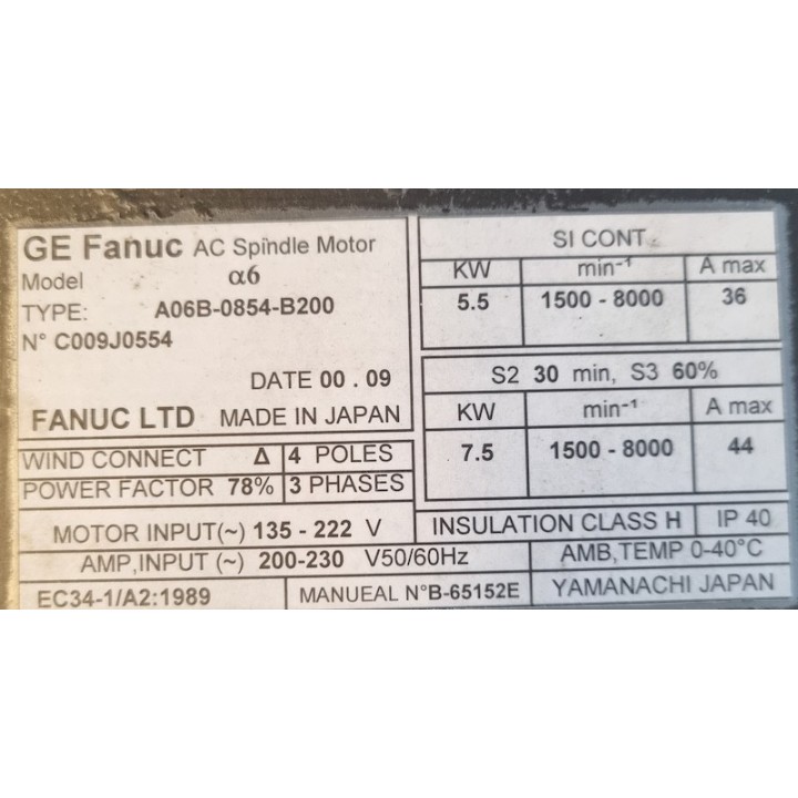 AC spindle motor FANUC A06B-0854-B200
