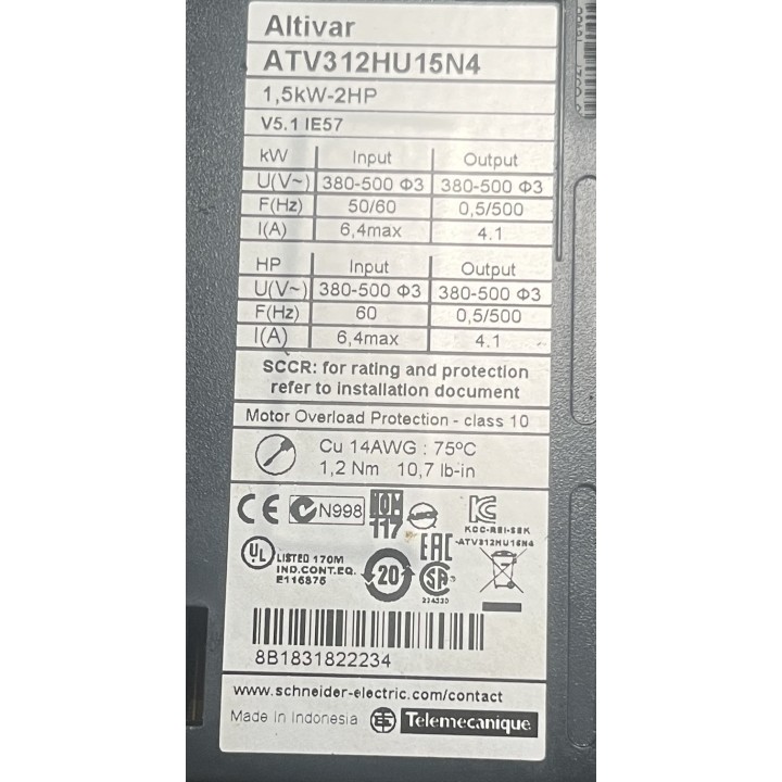 Variateur Schneider Electric Altivar  ATV312HU15N4