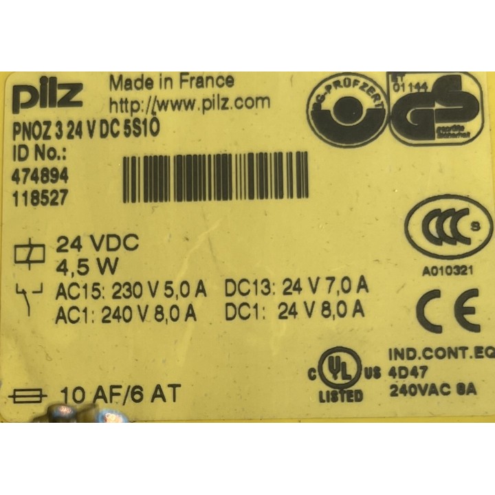 PILZ PNOZ 3 474894 RELAIS DE SÉCURITÉ