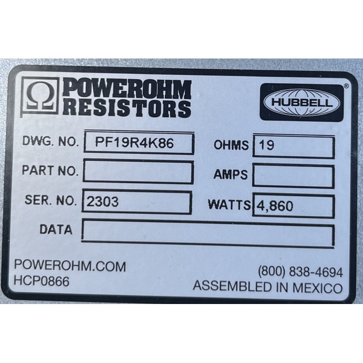 POWEROHM RESISTORS PF19R4K86 résistance de freinage