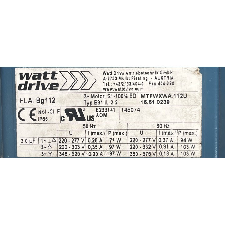 Motoréducteur WATT DRIVE B31 IL.2.2