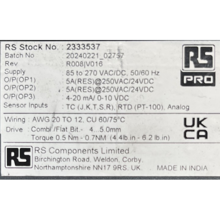 Compteurs à panneau multifonctions, PIB12C, 7 segments RS PRO Sonde de température RTD, Température, Tension, Courant  RS: 233-3