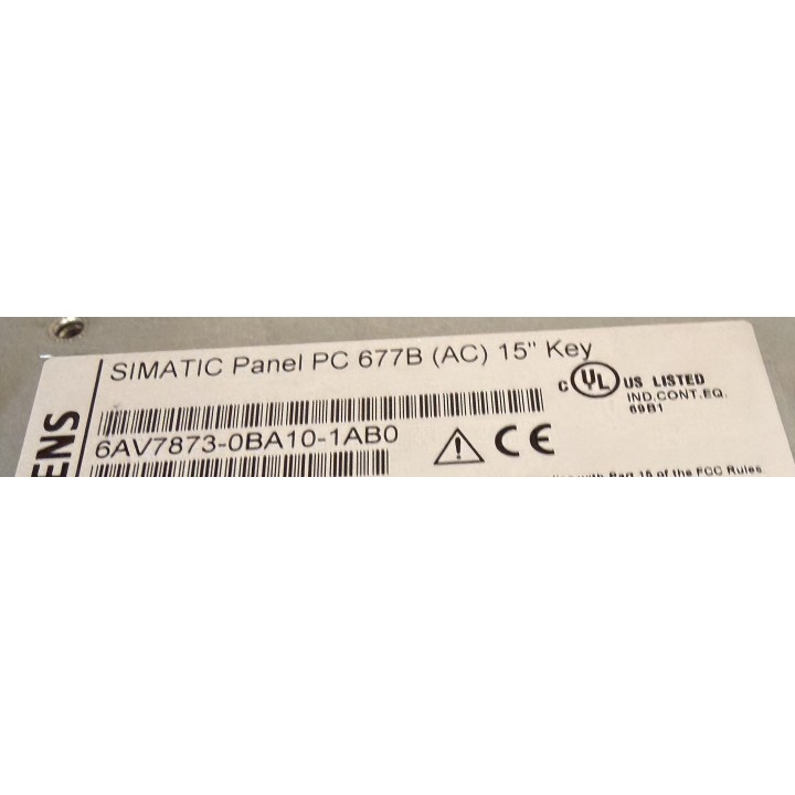 SIMATIC PANEL PC 677B 15'' KEY SIEMENS 6AV7873-0BA10-1AB0