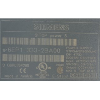 Siemens 6EP1333-2BA00 SITOP power 5 A, Stabilized power supply input: 120/230 V AC