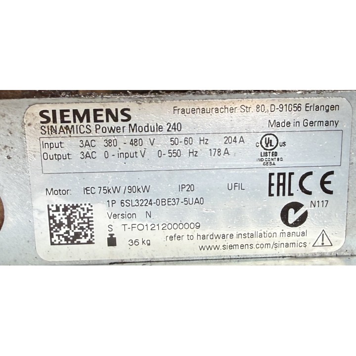 Alimentation 6SL3224-0BE37-5UA0 SIEMENS en échange standard avec 6SL3244-0BB12-1BA1
