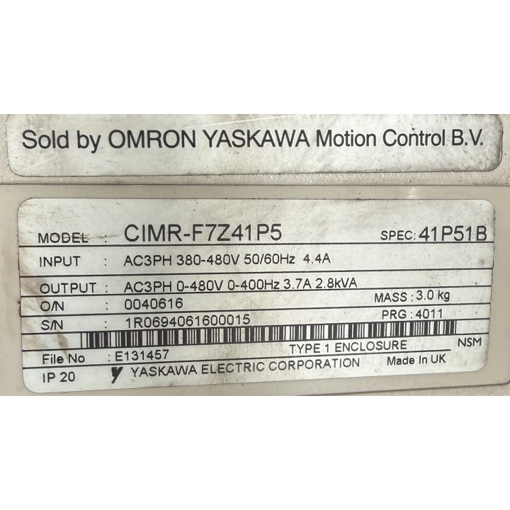OMRON  YASKAWA Varispeed CIMR-F7Z41P5 variateur  De Fréquence