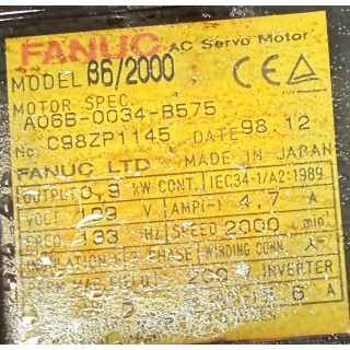 A06B-0034-B575 FANUC Servo moteur Model Beta 6/2000 Codeur A32B