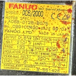 A06B-0126-B075 Fanuc Servo moteur Modèle Alpha C6/2000