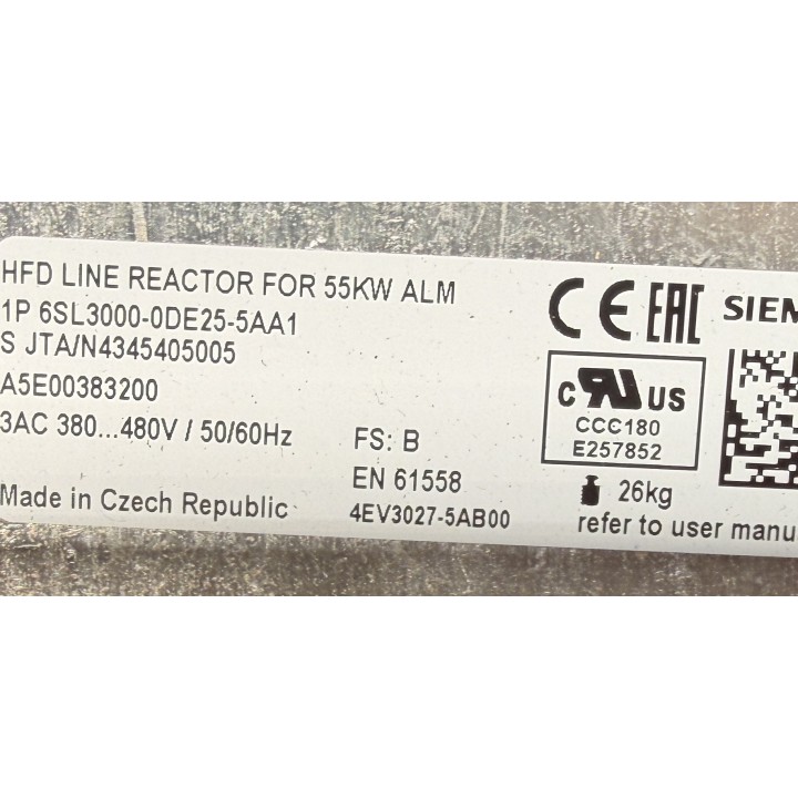Line reactor 55KW SIEMENS 6SL3000-0DE25-5AA1