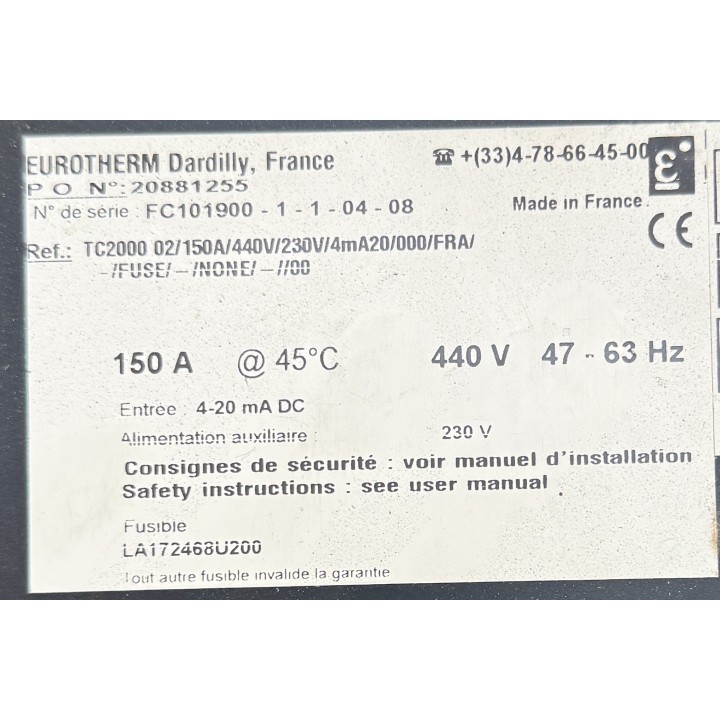EUROTHERM TC2000 02/150A/440V/230V unité de contrôle