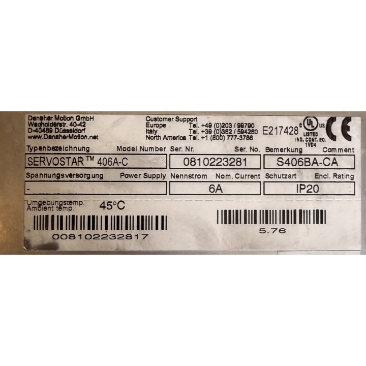 SERVOSTAR 406A-C S406BA-CA