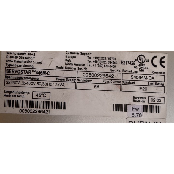 SERVOSTAR 446M-C S406AM-CA