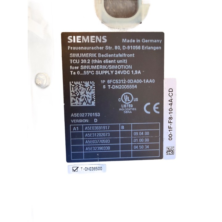 Siemens 6FC5312-0DA00-1AA0 TCU 30.2 Panneau opérateur