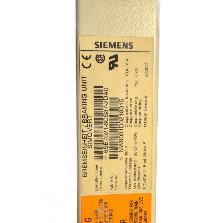 Siemens 6SE7021-6CS87-2DA0 Module freinage 5 kW SIMOVERT