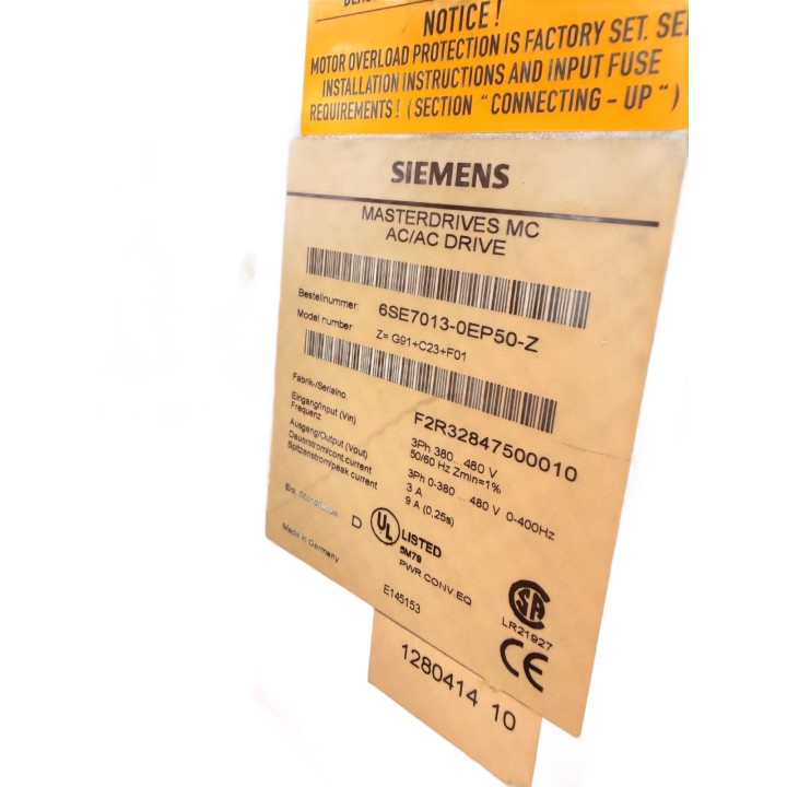 Siemens 6SE7013-0EP50-Z Frequenzumrichter 0,37 kW